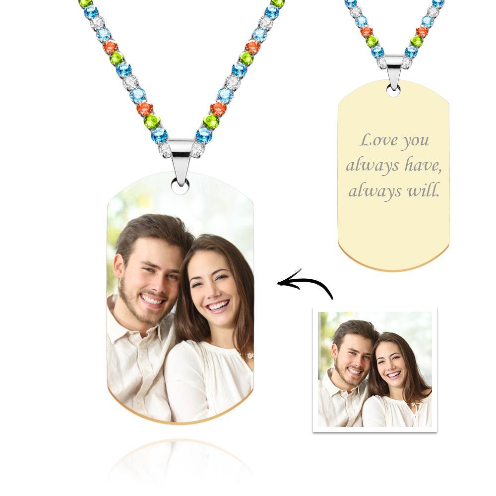 Men's Photo Tag Necklace With Engraving Tennis Chain Gifts For Him - soufeelmy