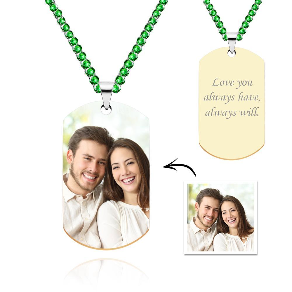Men's Photo Tag Necklace With Engraving Tennis Chain Gifts For Him - soufeelmy