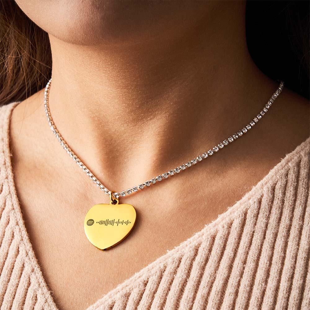Custom Spotify Code Necklace Tennis Chain Engraved Necklace Gifts For Couple's - soufeelmy