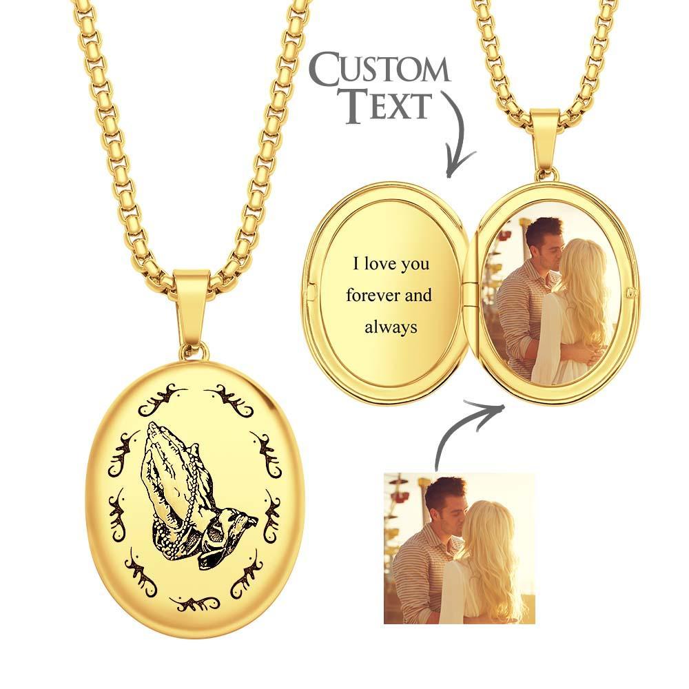 Custom Photo Locket Necklace Personalized Engravable Prayer Amulet Necklace Jewelry For Men Women - soufeelmy