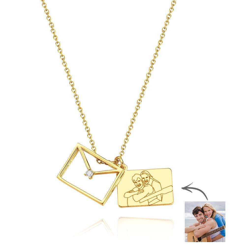 Custom Photo Envelope Letter Necklace - soufeelmy