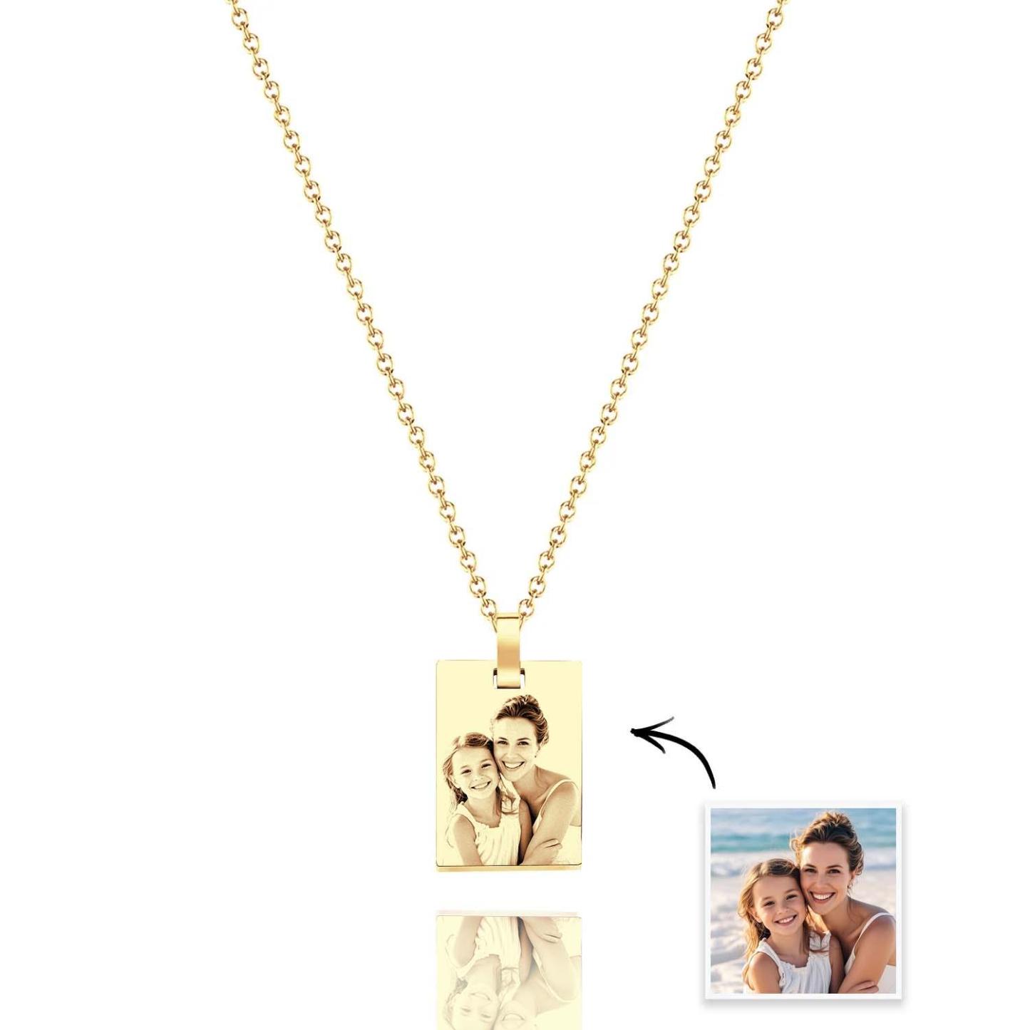 Custom Photo Necklace Shadow Engraved Necklace Mother's Day Gifts