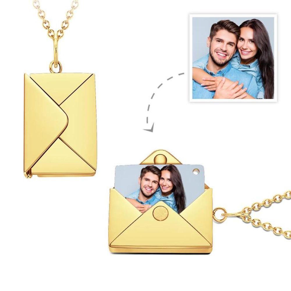 Custom Photo Necklace Engraved Text Jewelry and Key Chains Envelope Letter Secret Message Creative Gifts for Valentines' Day - soufeelmy