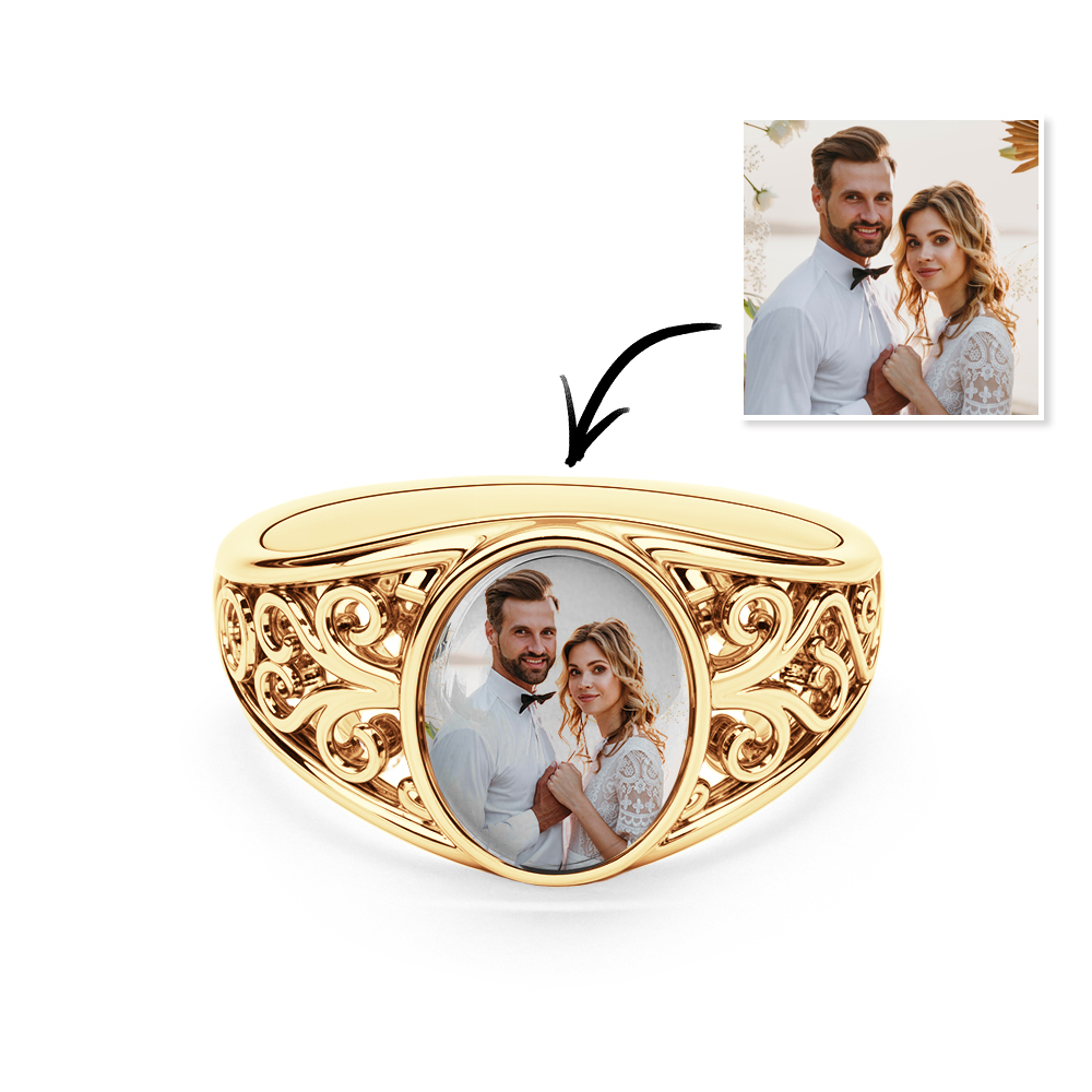 Custom Cutout Photo Rings Personalized Photo Jewelry Valentine's Day Gifts for Couple - soufeelmy