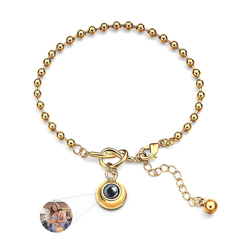 Custom Photo Projection Bracelet with Round Bead Stylish Present for Important Person - soufeelmy