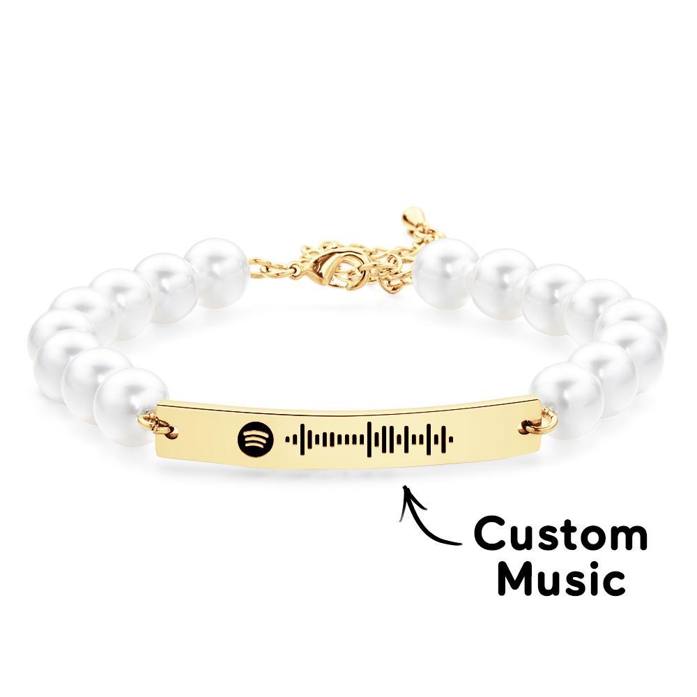 Custom Scannable Spotify Code Bracelet Pearl Love Gift - soufeelmy
