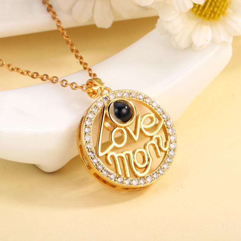 Personalized "Love Mom" Circular Projection Necklace Custom Photo Keepsake Mother's Day Gift - soufeelmy