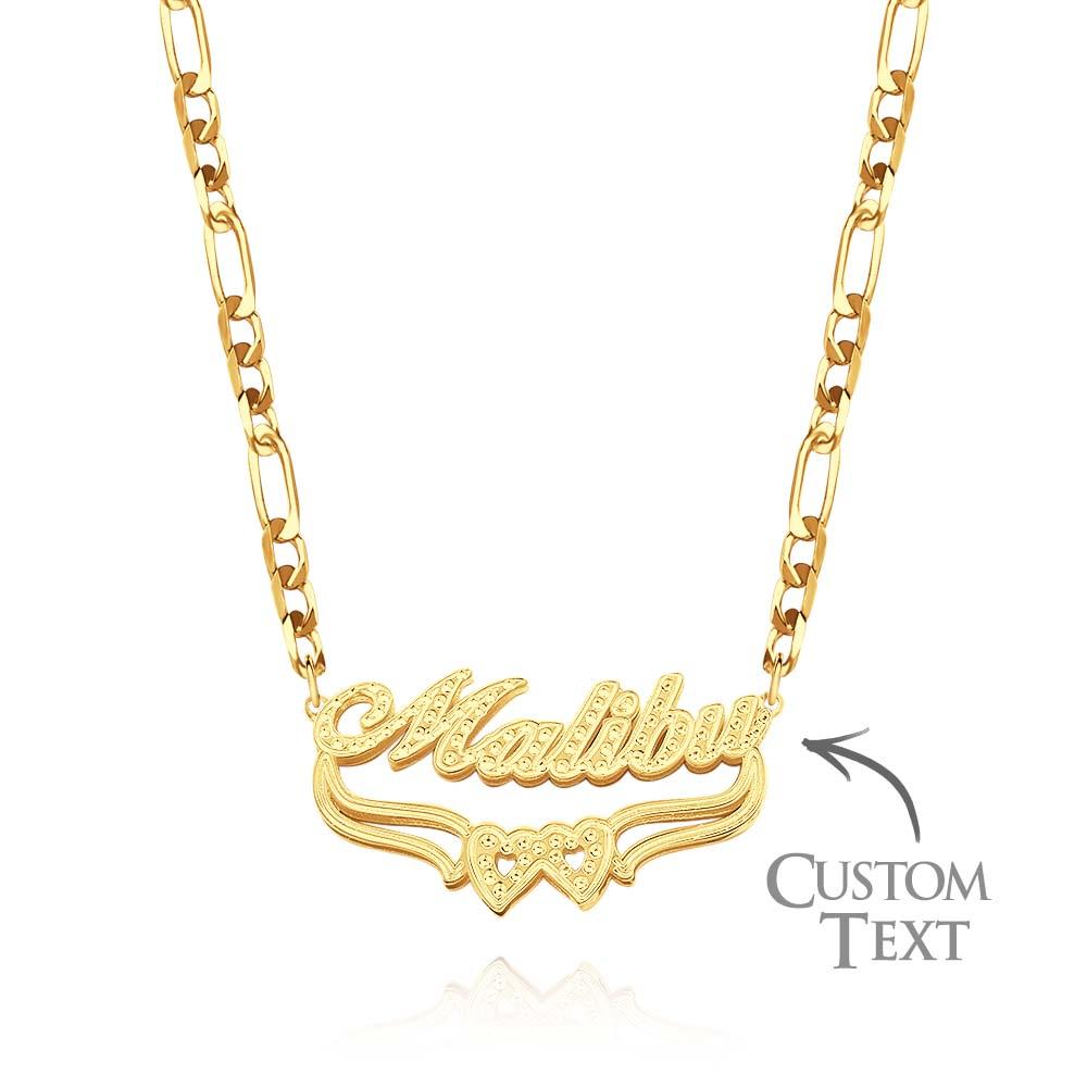 Personalized Hip Hop Name Necklace Double Heart Necklace Fashion Jewelry Gifts for Men - soufeelmy