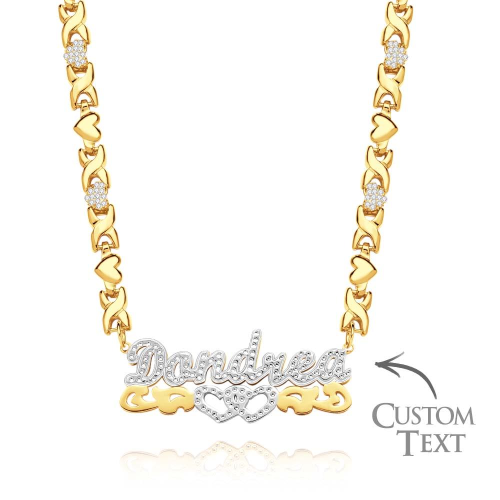 Personalized Hip Hop Name Necklace Hollow Out Heart Necklace Gifts for Men - soufeelmy