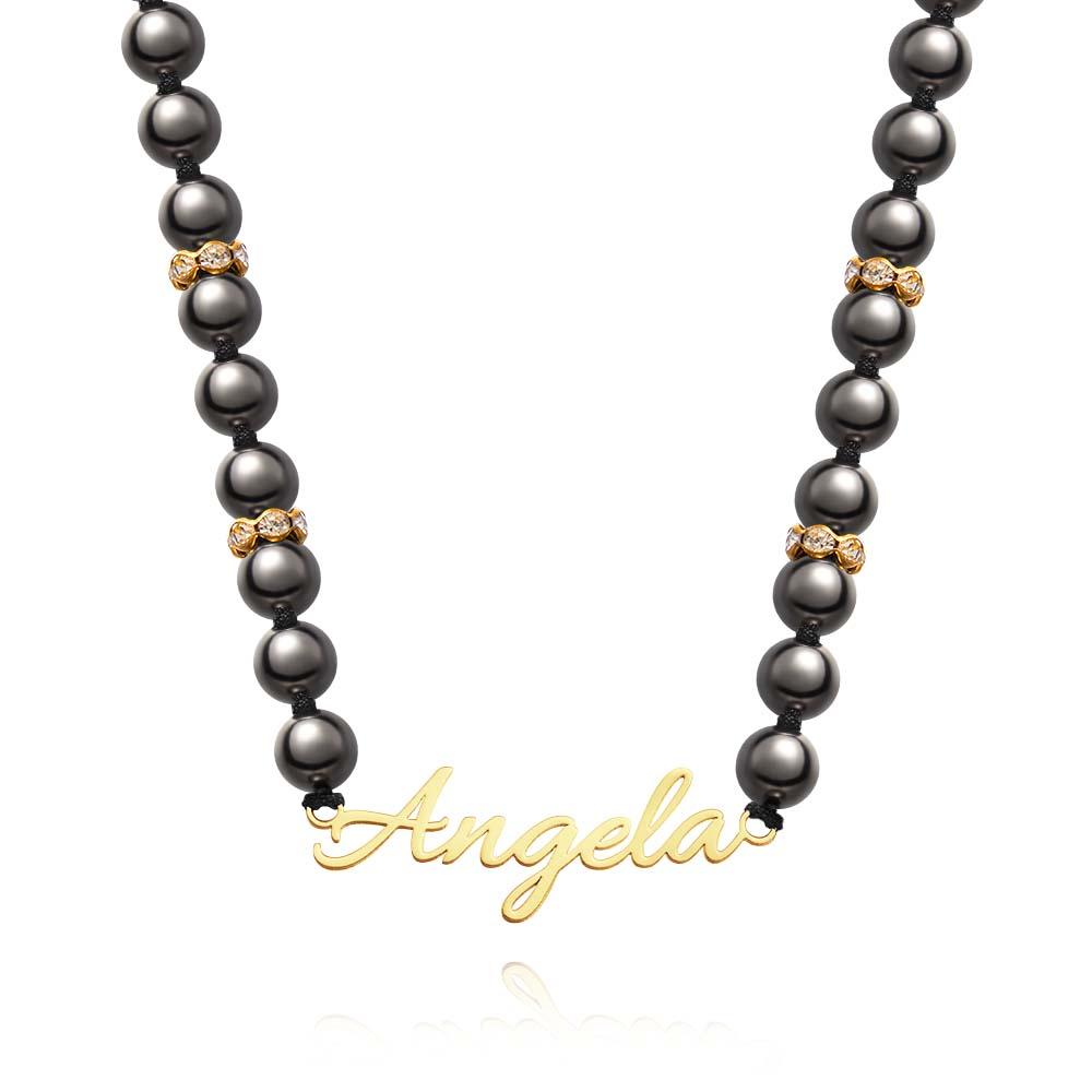 Personalized Name Black Beads Necklace Simple jewelry Gifts For Her - soufeelmy