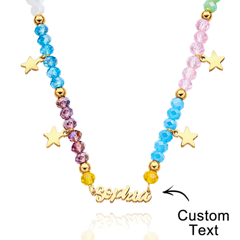 Custom Name Necklace Summer Fashion Colorful Beaded Necklace for Kids - soufeelmy