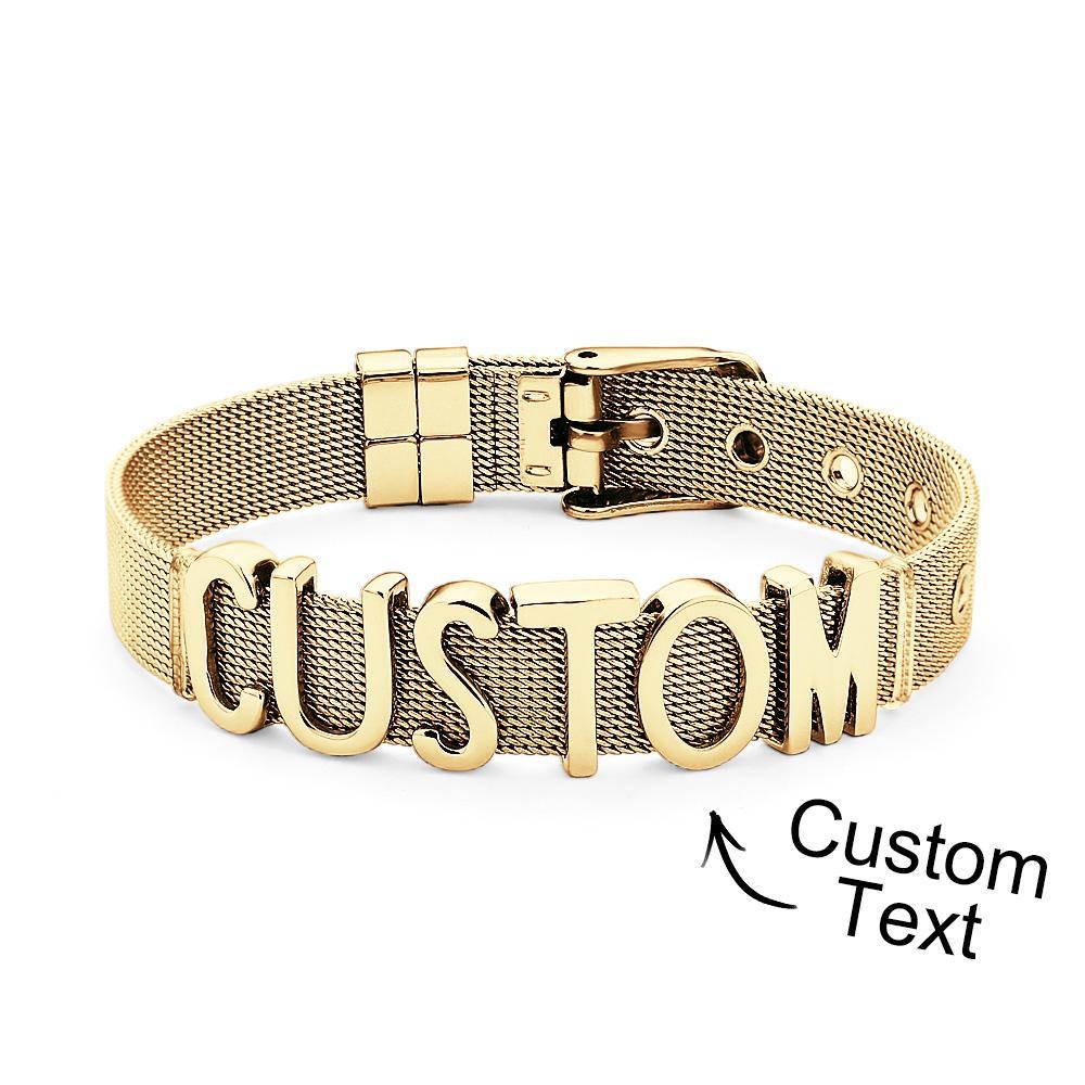 Men Wristband Custom Punk Jewelry Wide Nylon Band Bracelet DIY Custom 1-8 Initial Letter Charm - soufeelmy