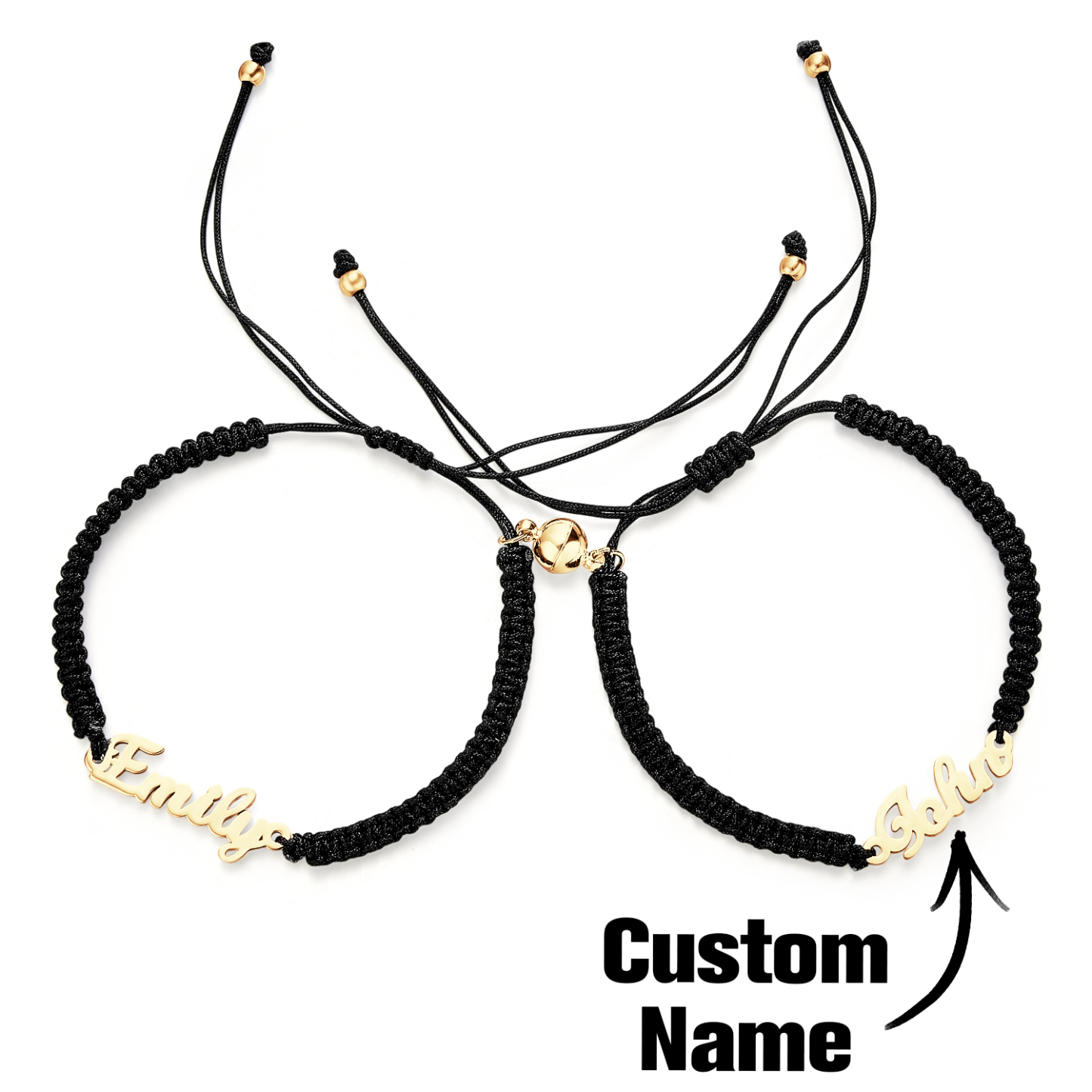 Custom Braided Name Bracelet with Heart Personalized Couple Heart Bracelet Unisex Adjustable Bracelet Couple Gifts - soufeelmy