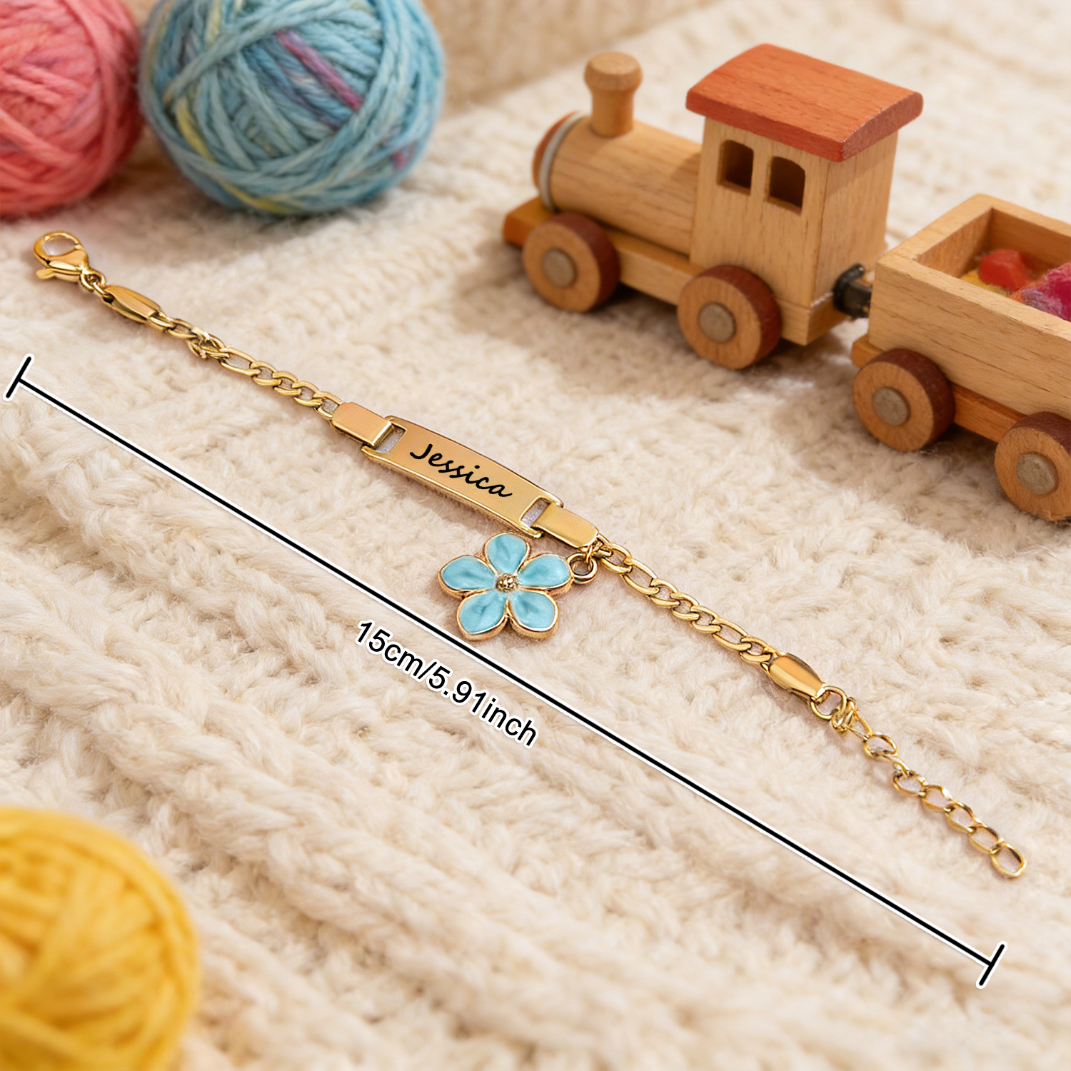 Custom Name Child Bracelets Chain Link Adjustable Personalized Daisy Flower Charms Gift For Girls - soufeelmy