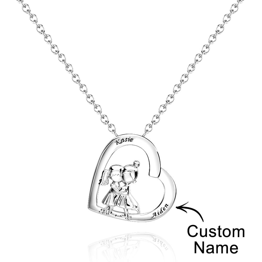 Custom Engraved Best Friends Necklace     Personalized Heart Pendant Necklace Gifts For Her - soufeelmy