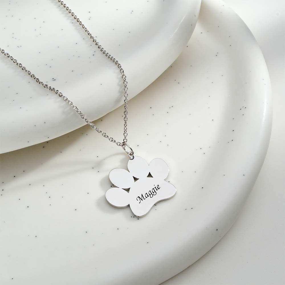 Lovely Engravable Pet Paw Necklace Dog Paw Pendant For Pet Lovers - soufeelmy