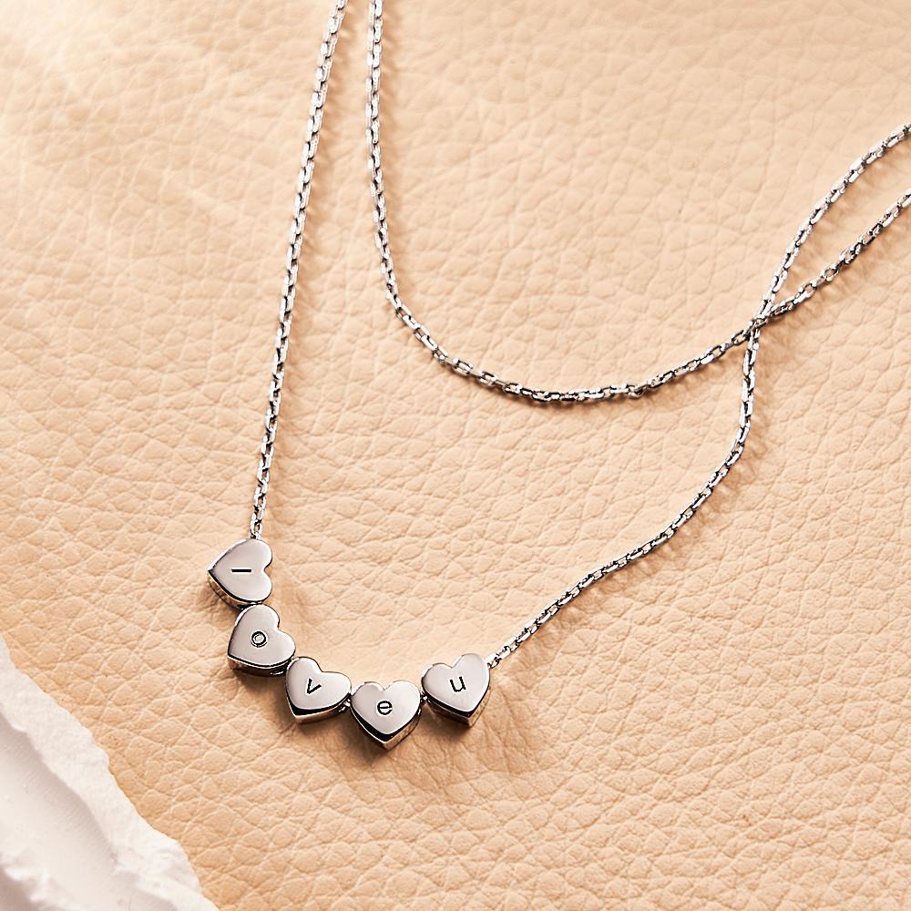 Double Chain Set Heart Engraved Necklace Heart-shaped Personalized Necklace Gift For Women - soufeelmy