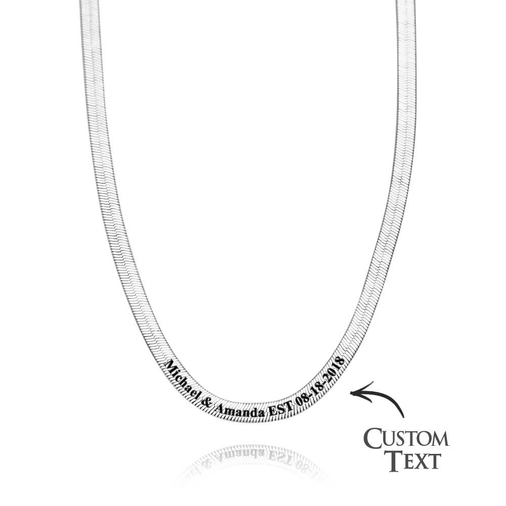 Personalized Engravable Herringbone Chain Necklace Custom Necklace with Personalized Text Gift for Her - soufeelmy