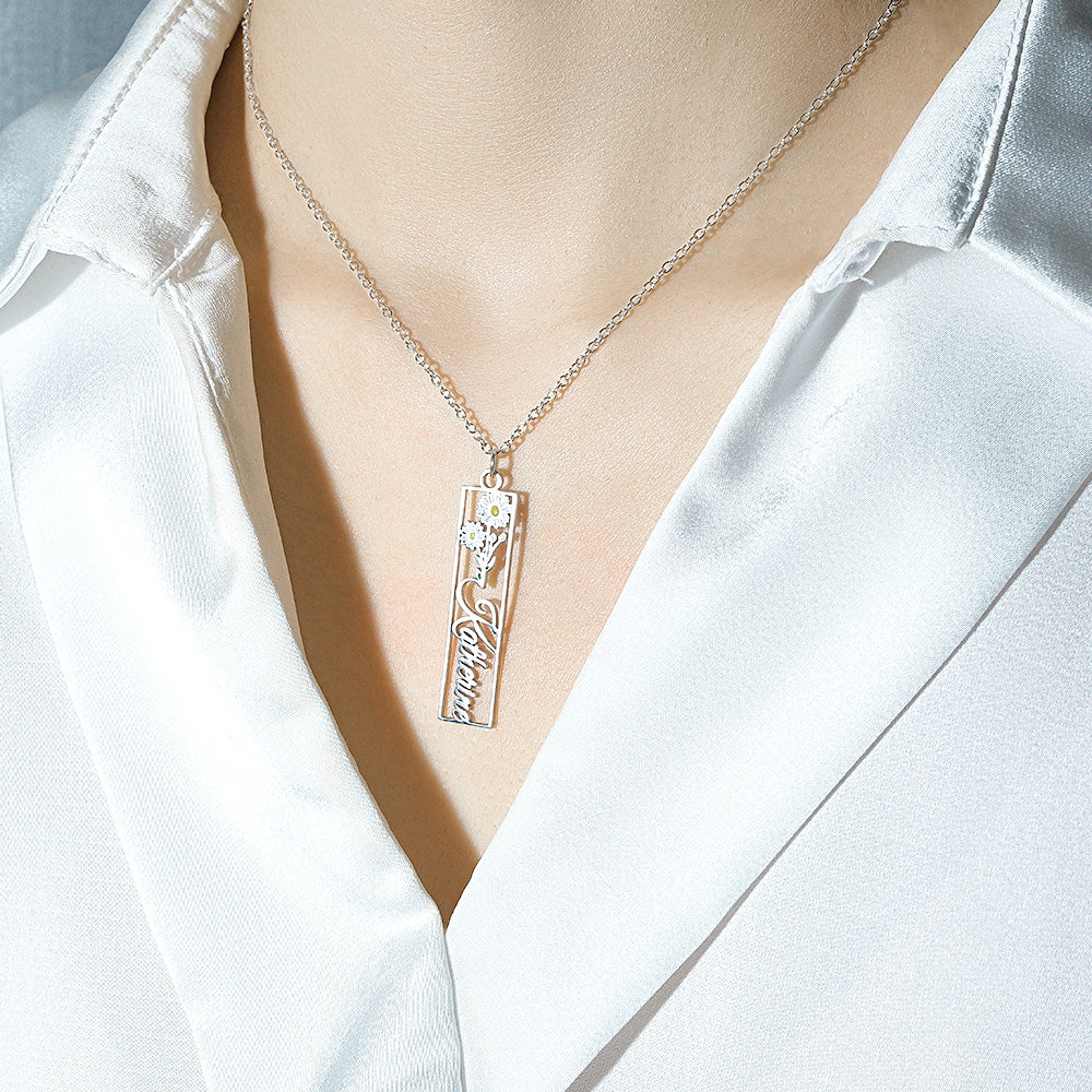 Personalized Birth Flower Name Necklace Bride Bridesmaid Gift for Women - soufeelmy