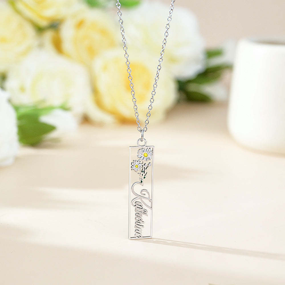 Personalized Birth Flower Name Necklace Bride Bridesmaid Gift for Women - soufeelmy