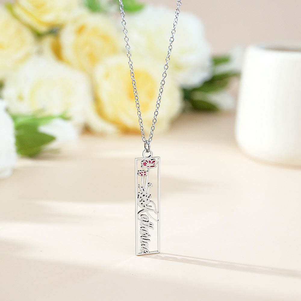 Personalized Birth Flower Name Necklace Bride Bridesmaid Gift for Women - soufeelmy