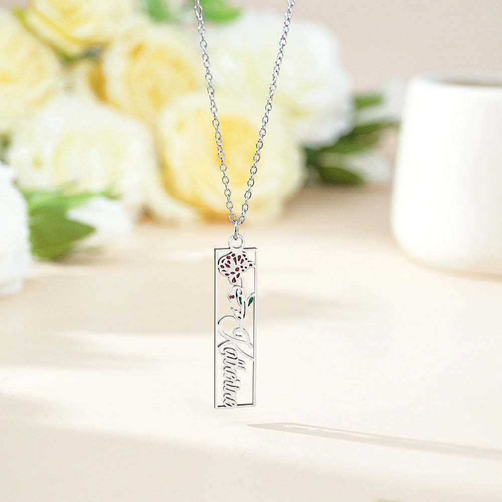 Personalized Birth Flower Name Necklace Bride Bridesmaid Gift for Women - soufeelmy