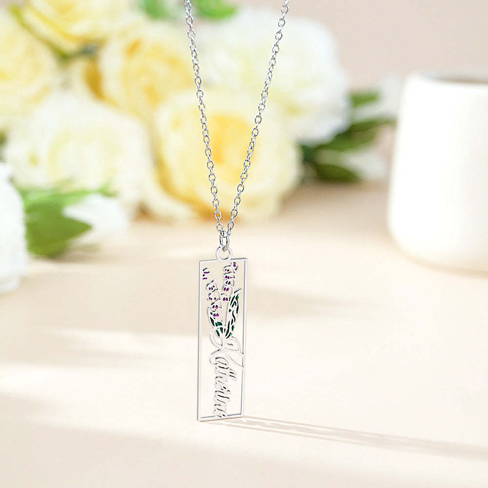 Personalized Birth Flower Name Necklace Bride Bridesmaid Gift for Women - soufeelmy