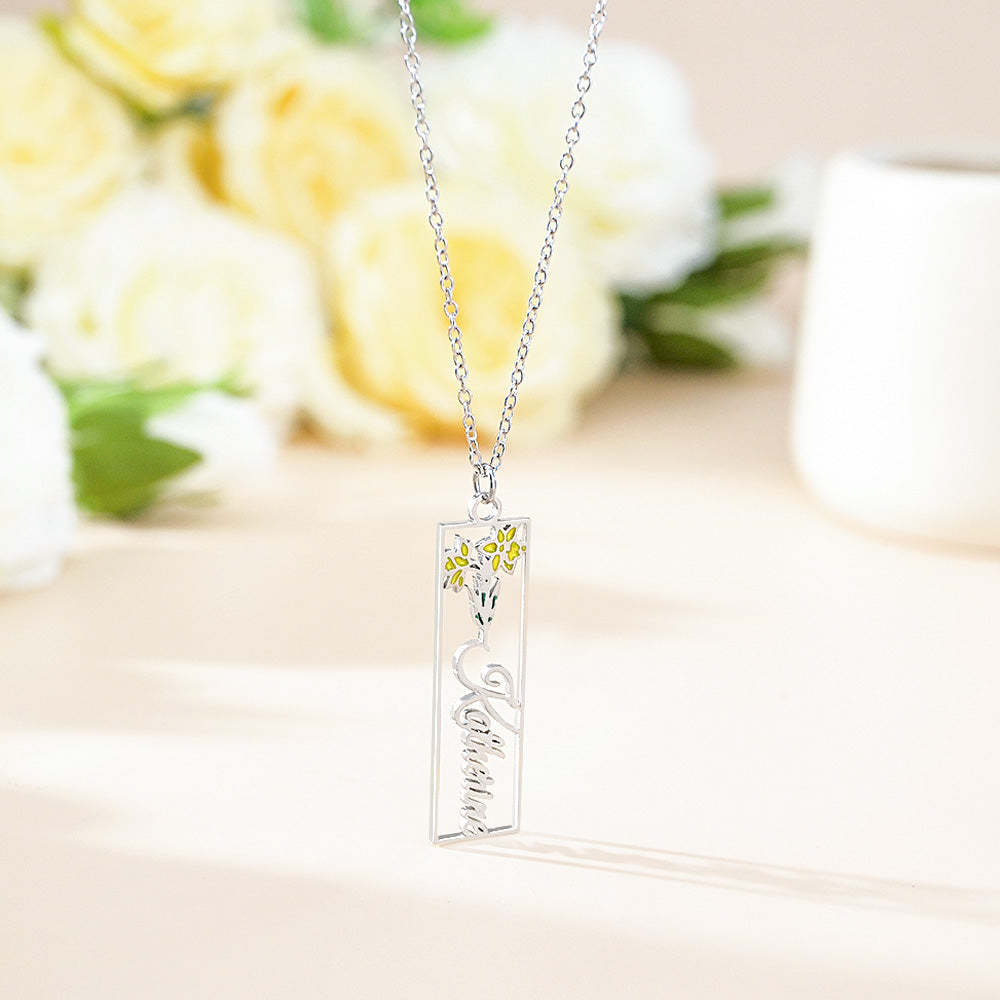 Personalized Birth Flower Name Necklace Bride Bridesmaid Gift for Women - soufeelmy
