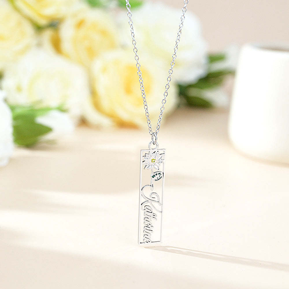 Personalized Birth Flower Name Necklace Bride Bridesmaid Gift for Women - soufeelmy