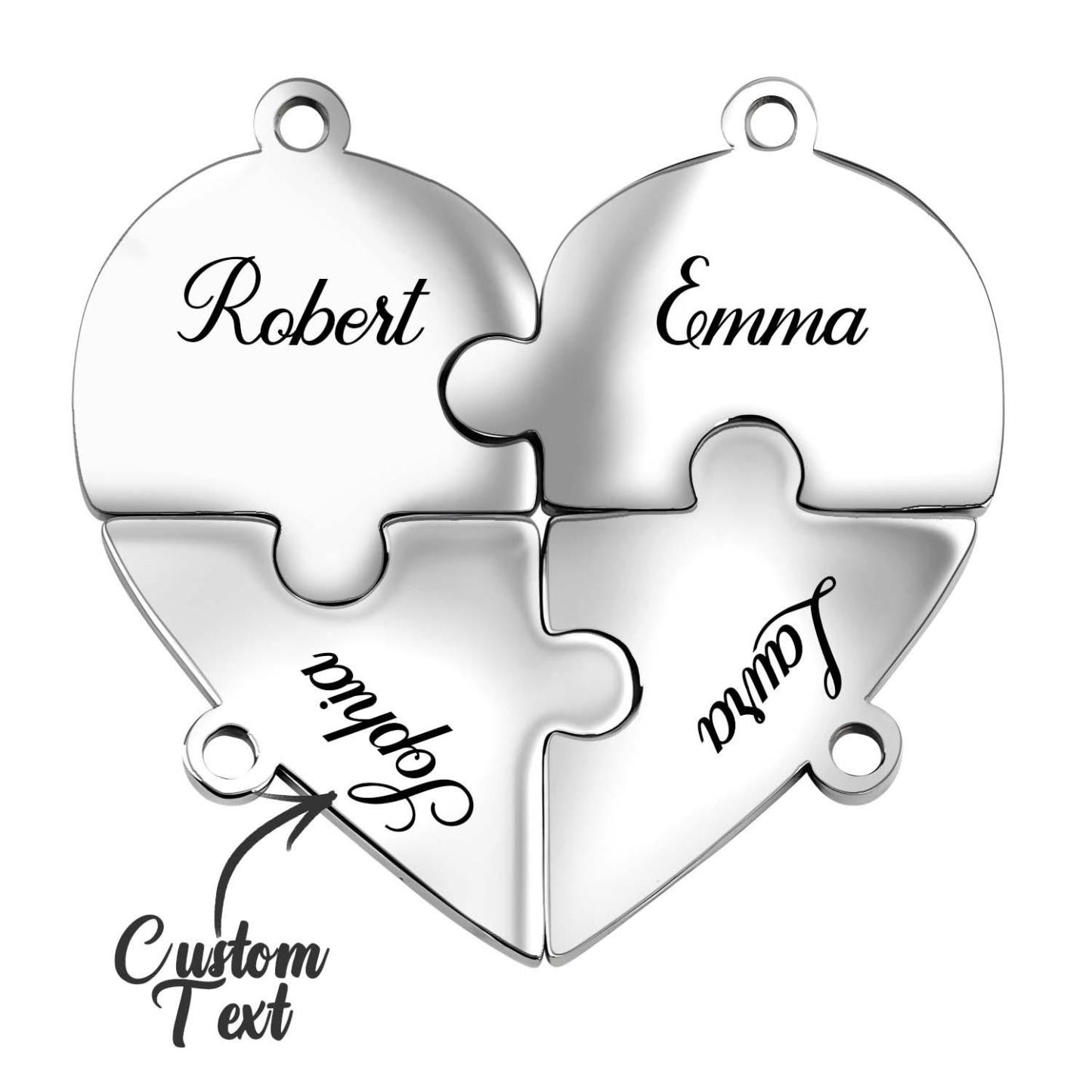 Personalized Friend Group Necklaces, Custom Name Engraved Puzzle Piece, Best Friend Gift - soufeelmy