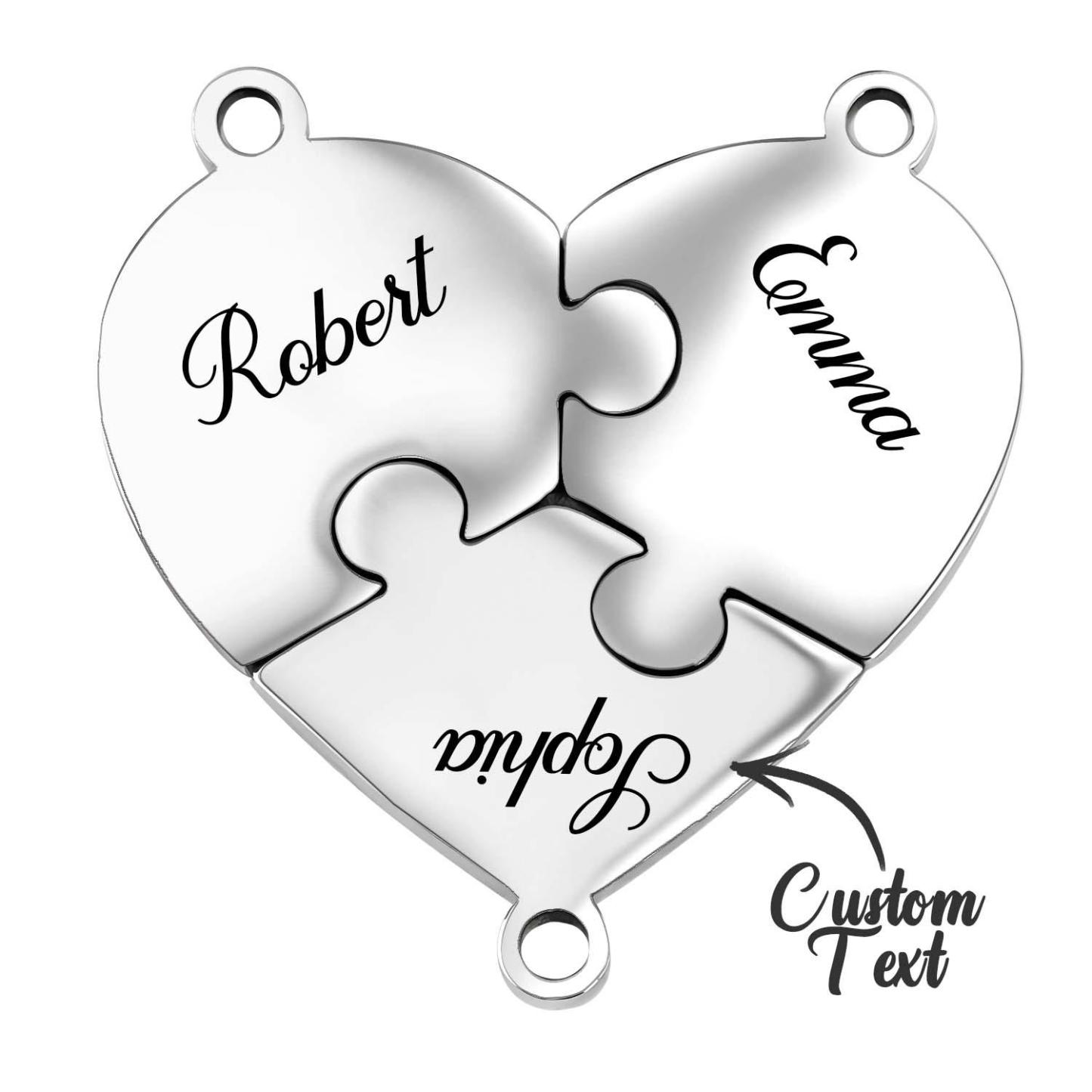 Personalized Friend Group Necklaces, Custom Name Engraved Puzzle Piece, Best Friend Gift - soufeelmy