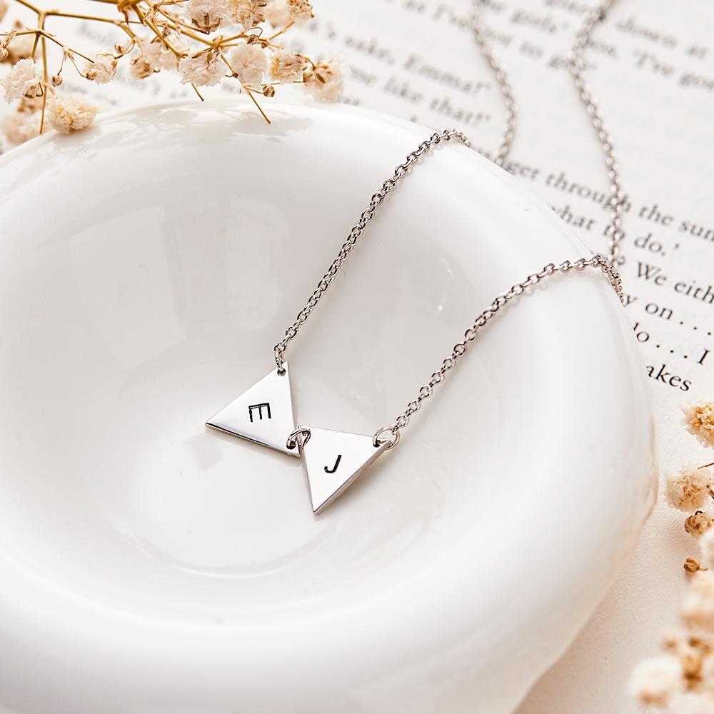 Custom Initial Triangle Necklace Triangle Tags Bridesmaid Gift Wedding Gift Best Friends Birthday Gifts for Her - soufeelmy
