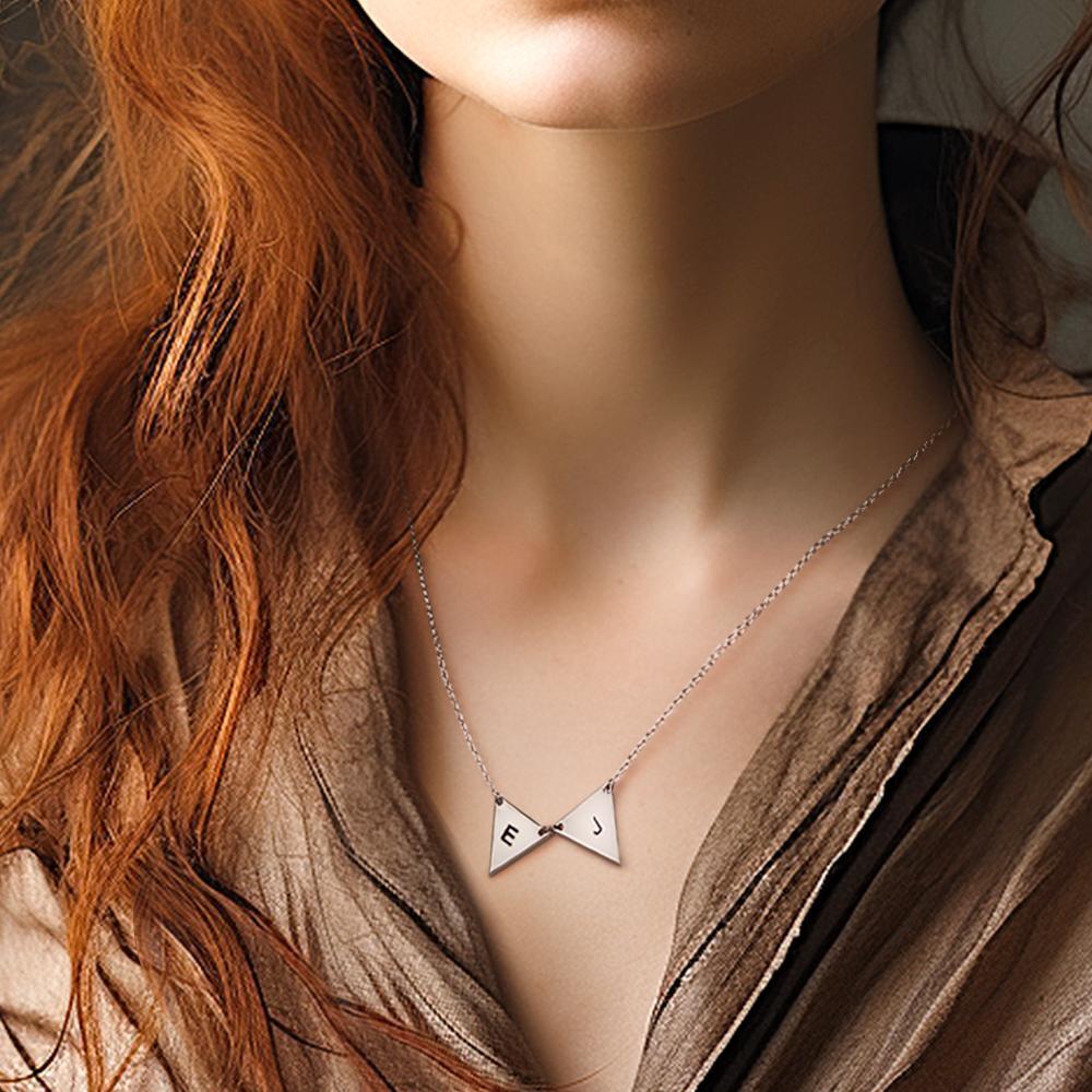 Custom Initial Triangle Necklace Triangle Tags Bridesmaid Gift Wedding Gift Best Friends Birthday Gifts for Her - soufeelmy