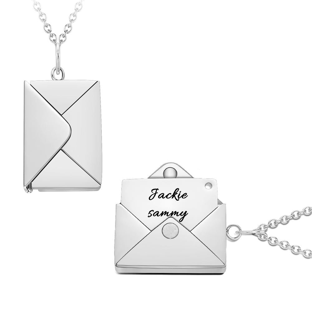 Custom Engraved Necklace Envelope Letter Secret Message Creative Gifts