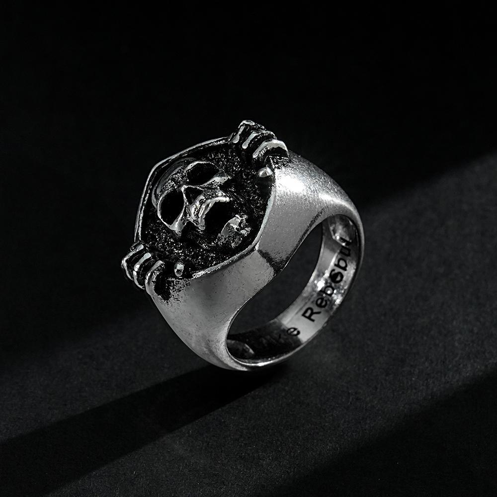 Custom Engraved Rings Men's Punk Rings Skeleton Rings Gift For Him - soufeelmy