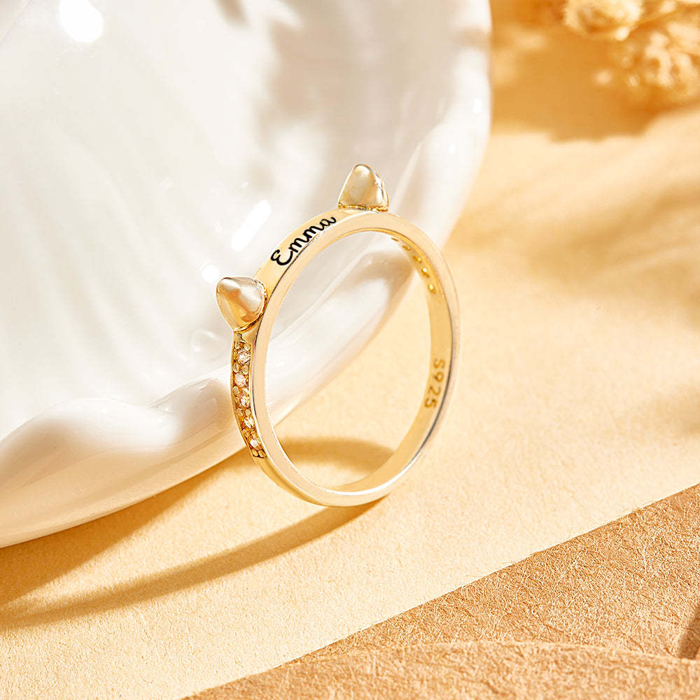Personalized Cute Pet Ring with Engraved Name Birthday Gift for Cat Dog Pet Lover - soufeelmy