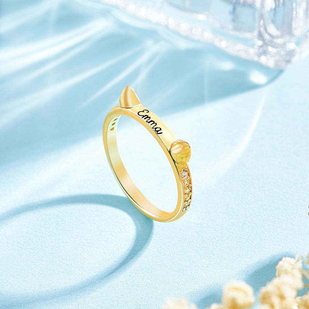 Personalized Cute Pet Ring with Engraved Name Birthday Gift for Cat Dog Pet Lover - soufeelmy