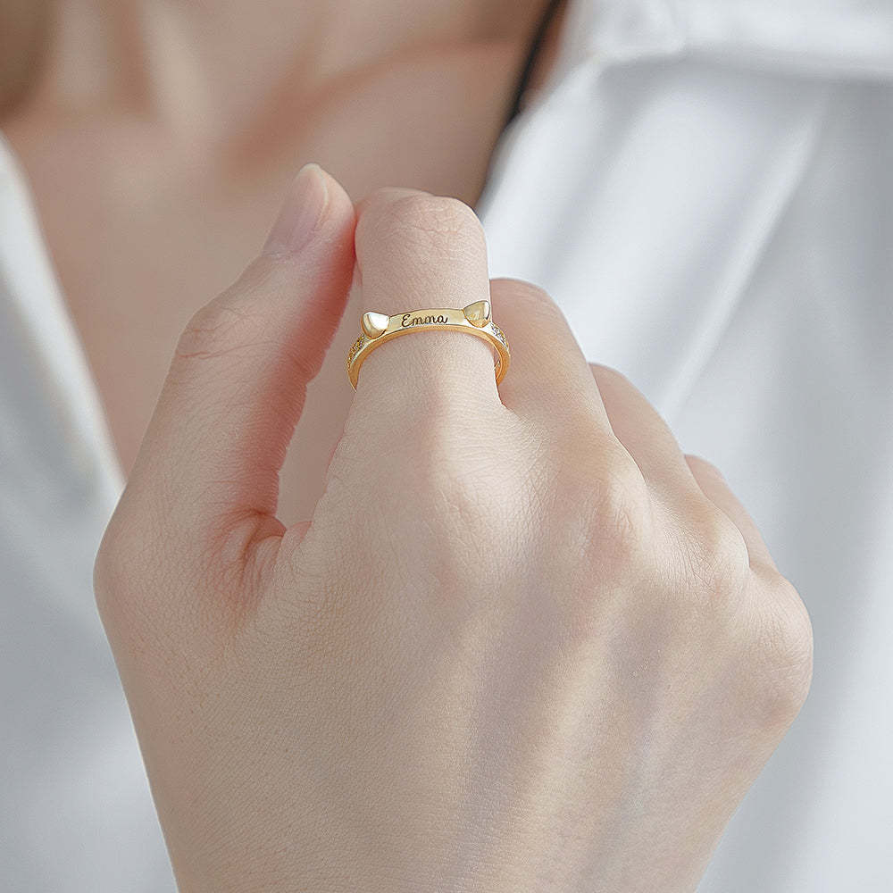 Personalized Cute Pet Ring with Engraved Name Birthday Gift for Cat Dog Pet Lover - soufeelmy