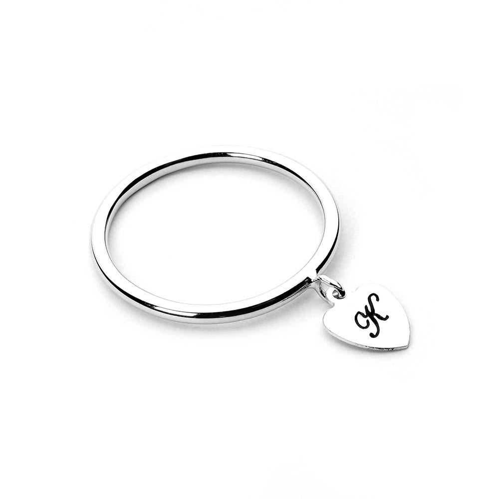 Dangle Initial Heart Ring Dainty Name Ring Gift for Her Personalized Jewelry Christmas Gift - soufeelmy