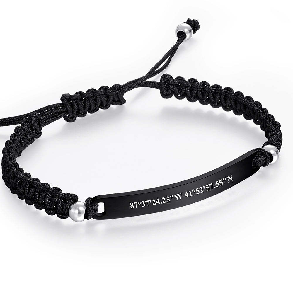 Custom Latitude and Longitude Coordinates Braid Bracelet Gifts for Him - soufeelmy
