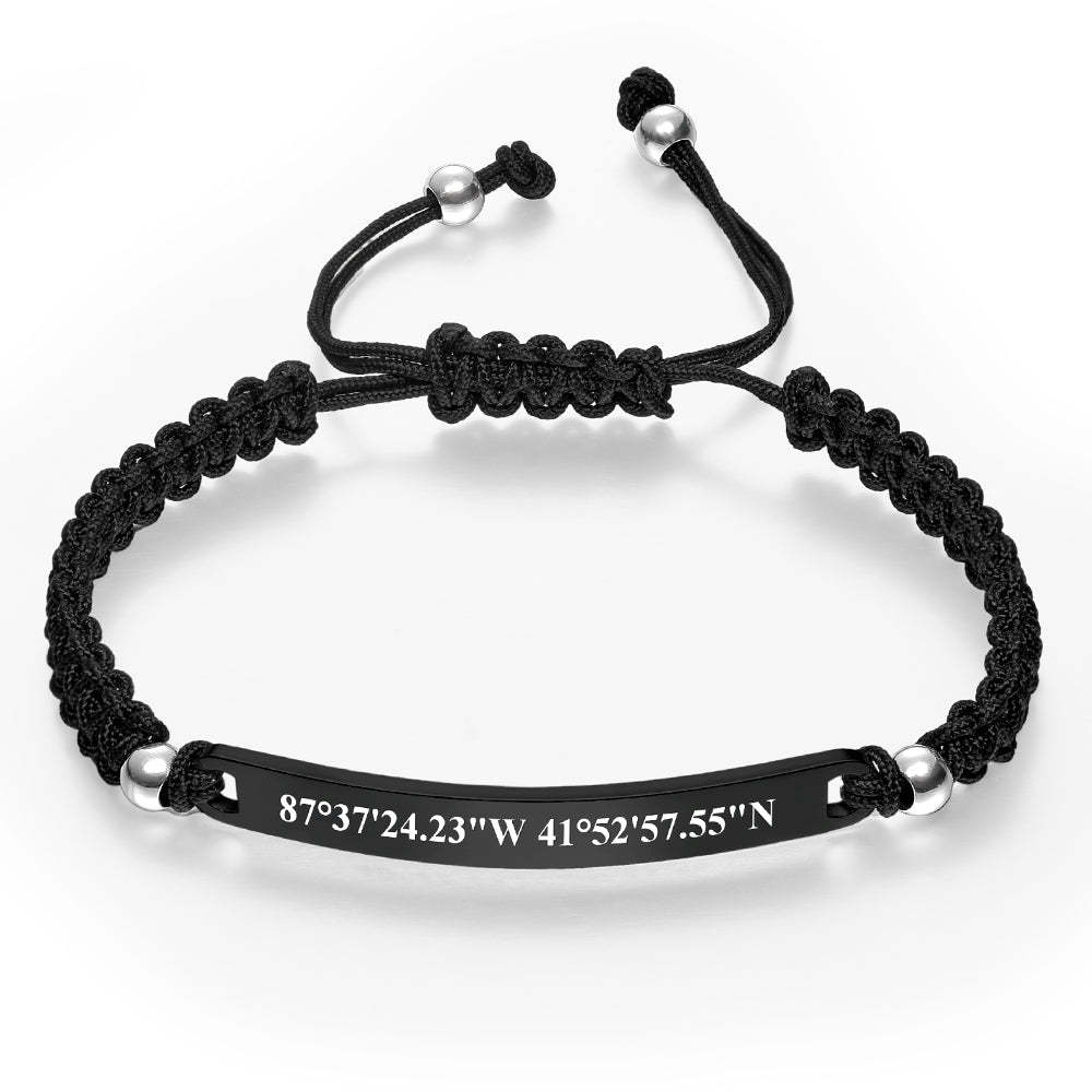 Custom Latitude and Longitude Coordinates Braid Bracelet Gifts for Him - soufeelmy