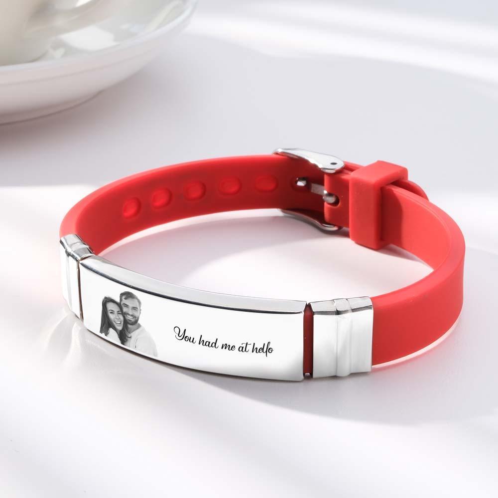 Custom Colorless Photo Engraved Bracelets Sweet Couple Gifts - soufeelmy