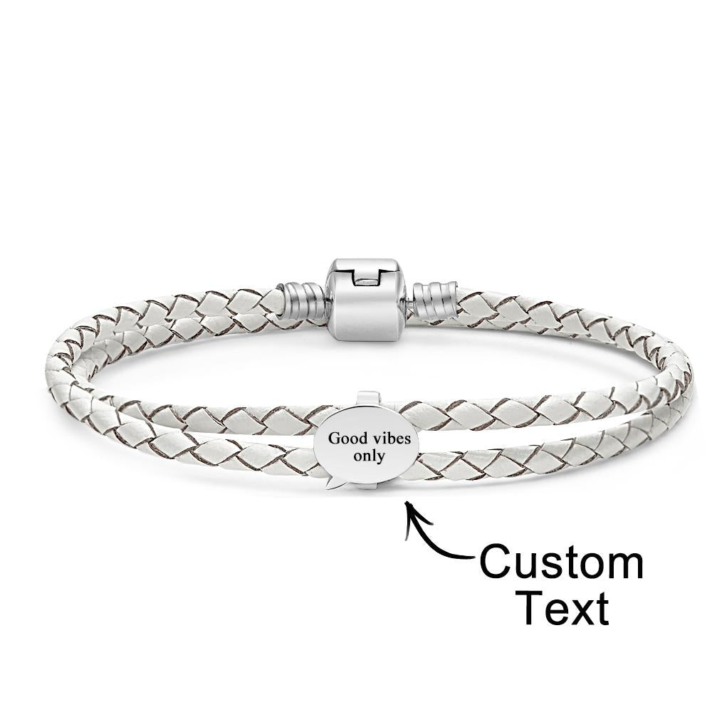 Engravable Leather Bracelet Custom Speech Bubble Accessories Jewelry Gifts For Her - soufeelmy
