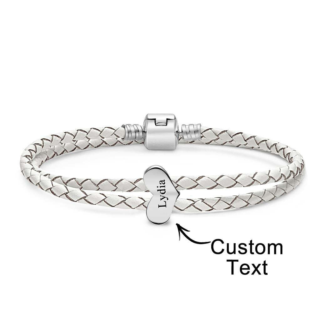 Engravable Leather Bracelet Custom Number Of Optional Heart Accessories Jewelry Gifts For Her - soufeelmy