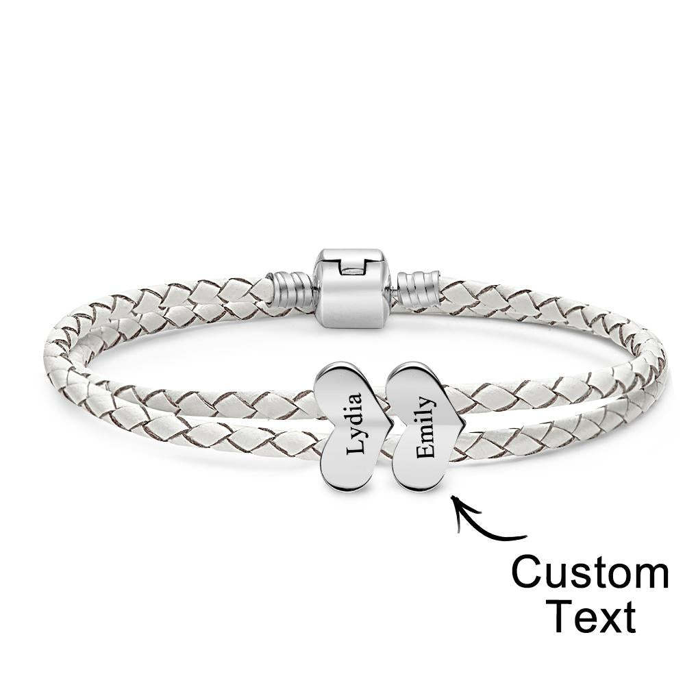 Engravable Leather Bracelet Custom Number Of Optional Heart Accessories Jewelry Gifts For Her - soufeelmy