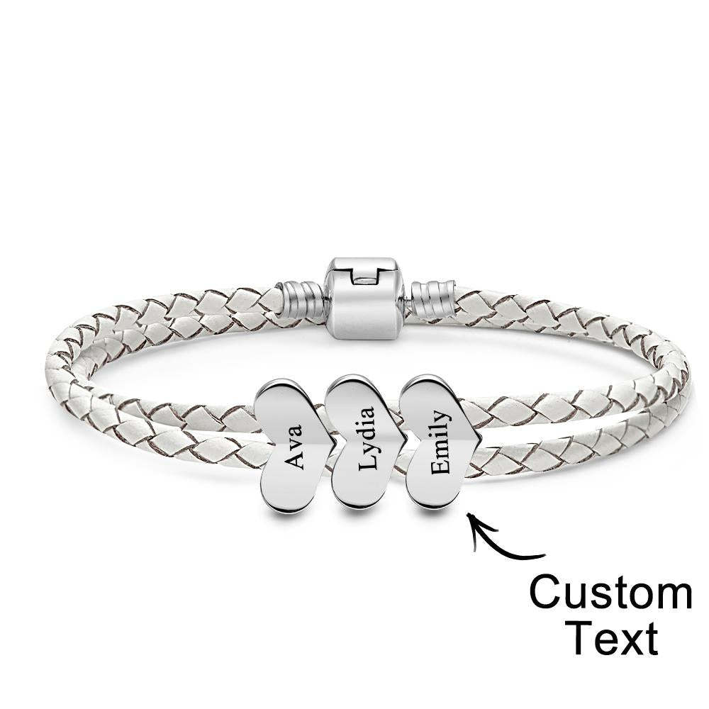 Engravable Leather Bracelet Custom Number Of Optional Heart Accessories Jewelry Gifts For Her - soufeelmy