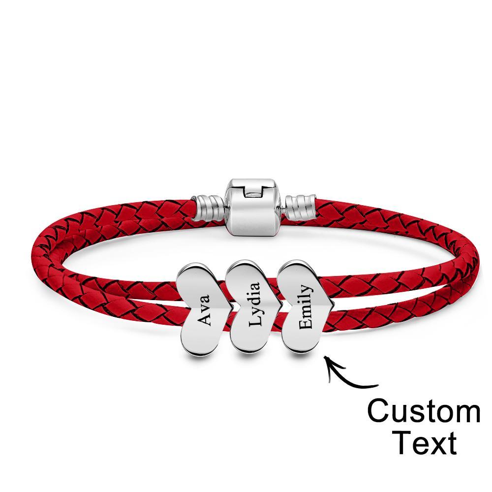 Engravable Leather Bracelet Custom Number Of Optional Heart Accessories Jewelry Gifts For Her - soufeelmy