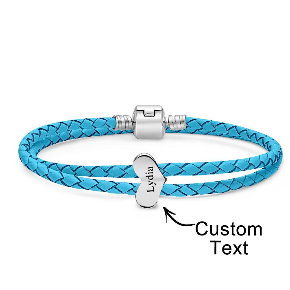Engravable Leather Bracelet Custom Number Of Optional Heart Accessories Jewelry Gifts For Her - soufeelmy
