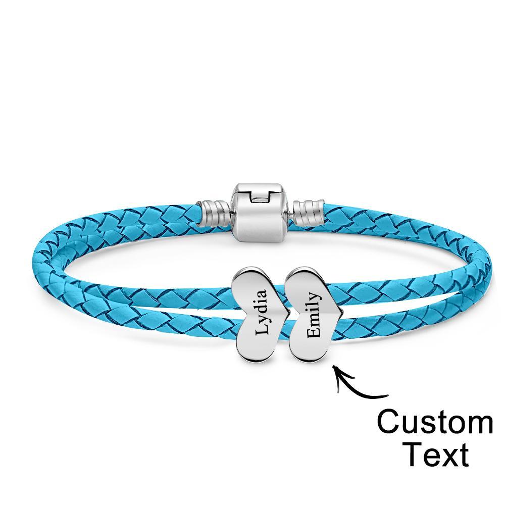 Engravable Leather Bracelet Custom Number Of Optional Heart Accessories Jewelry Gifts For Her - soufeelmy