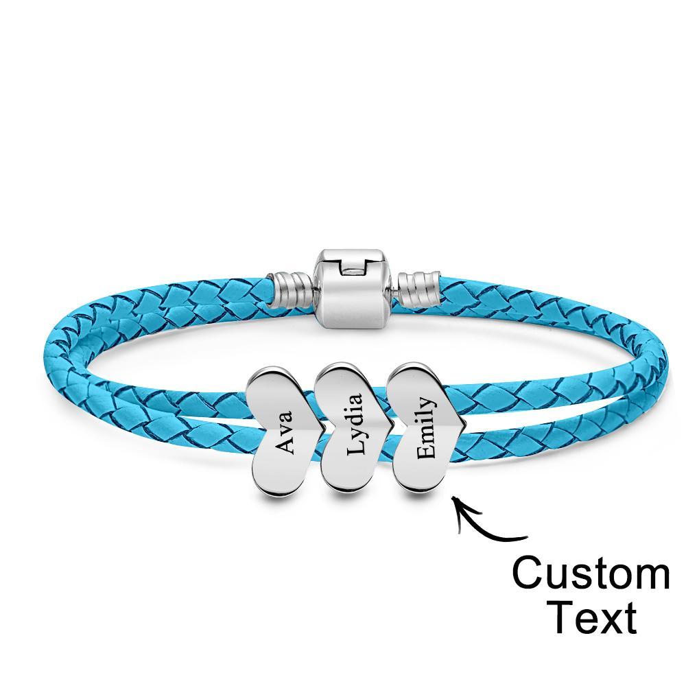 Engravable Leather Bracelet Custom Number Of Optional Heart Accessories Jewelry Gifts For Her - soufeelmy